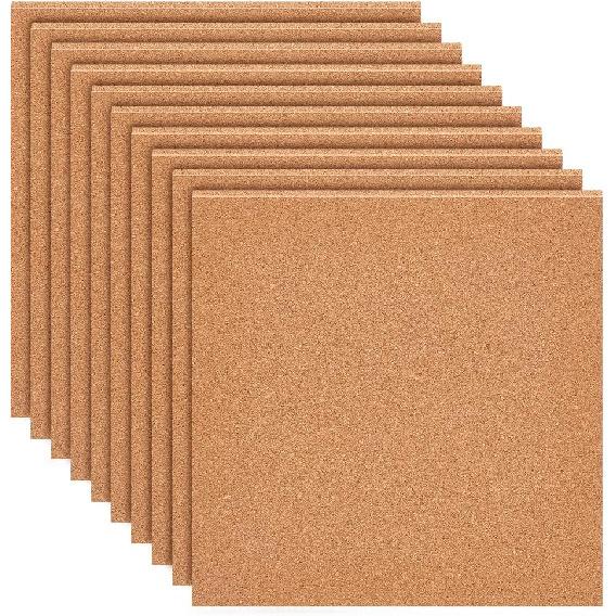 BENECREAT 8 Pack 12x12 Inch Cork Board 3mm Thick Cork Board Tiles Square Cork Tiles Coaster Cork Sheets Tiles for Bulletin Boards, Wall Decoration,