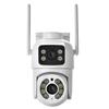 ICSEE Двухобъективная 360° Беспроводная WiFi PTZ Купольная Камера с Полноцветным Ночным Видением для Внутреннего/Наружного Использования