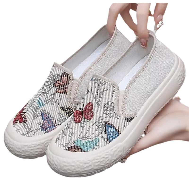 Женская обувь Обувь для рыбалки Удобная дышащая парусиновая обувь Обувь для поездок на работу с мягкой подошвой