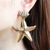 Shell Gold Fashionable Starfish Design Women Metal Earrings For Beach Summer