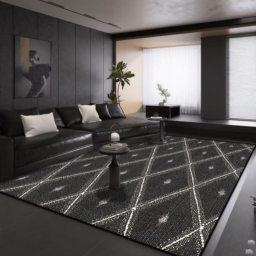 Modern Geometry Large Living Room Carpet Black Decoration Home Carpets Non-slip Rugs for Bedroom Decor Lounge Sofa Floor Mat
