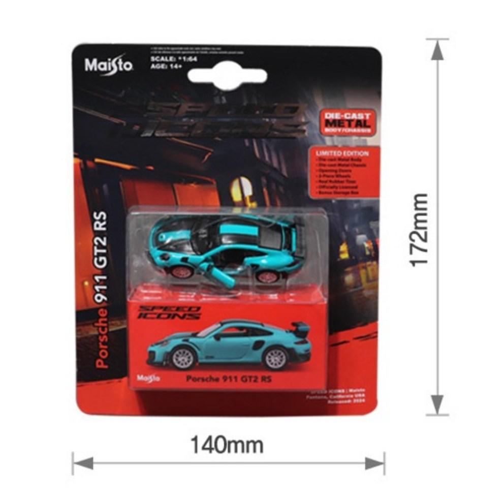 Майсто 1:64 Иконки Скорости Porsche 911 GT2 RS Металлическая Модель Автомобиля с Открывающимися Дверями, Серебристый