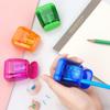 Cross-border Double-Hole Pencil Sharpener with Transparent Plastic Lid - Cute and Eco-friendly for Kids