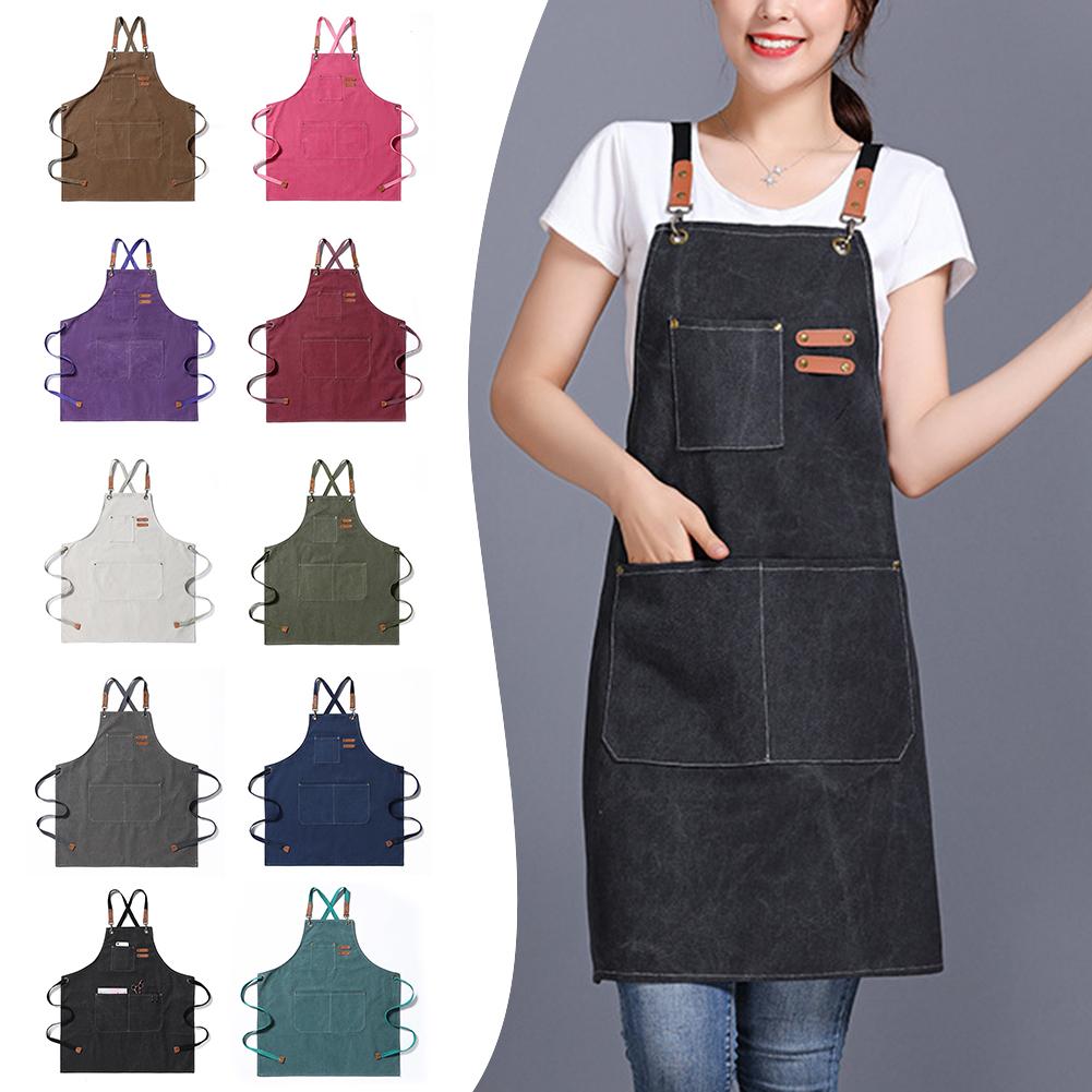 Professional Kitchen Apron,Oil-proof Canvass Aprons with Large Pocket for Men Women,Chef Work Apron for Grill Restaurant Bar
