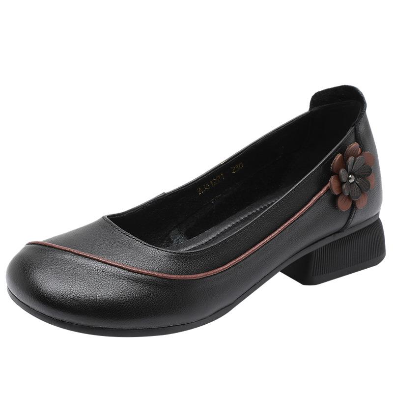 Новые женские базовые туфли-лодочки из мягкой коровьей кожи, весенние, на квадратном высоком каблуке средней высоты, из натуральной кожи, удобные, больших размеров 35-43