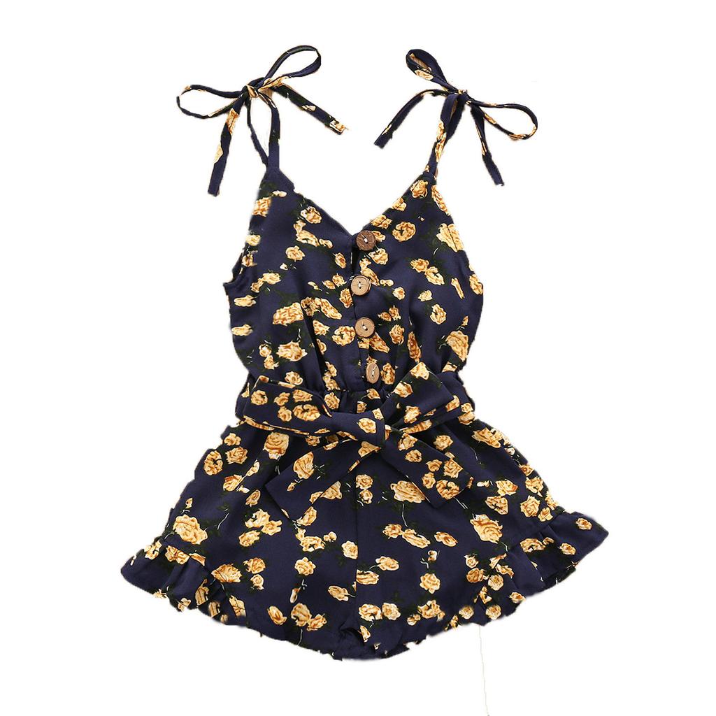 Летний комбинезон без рукавов для девочек, небольшой комбинезон с цветочным принтом, костюм для альпинизма