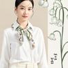 JIUMU Retro Lily of the Valley Mulberry Silk Square Scarf