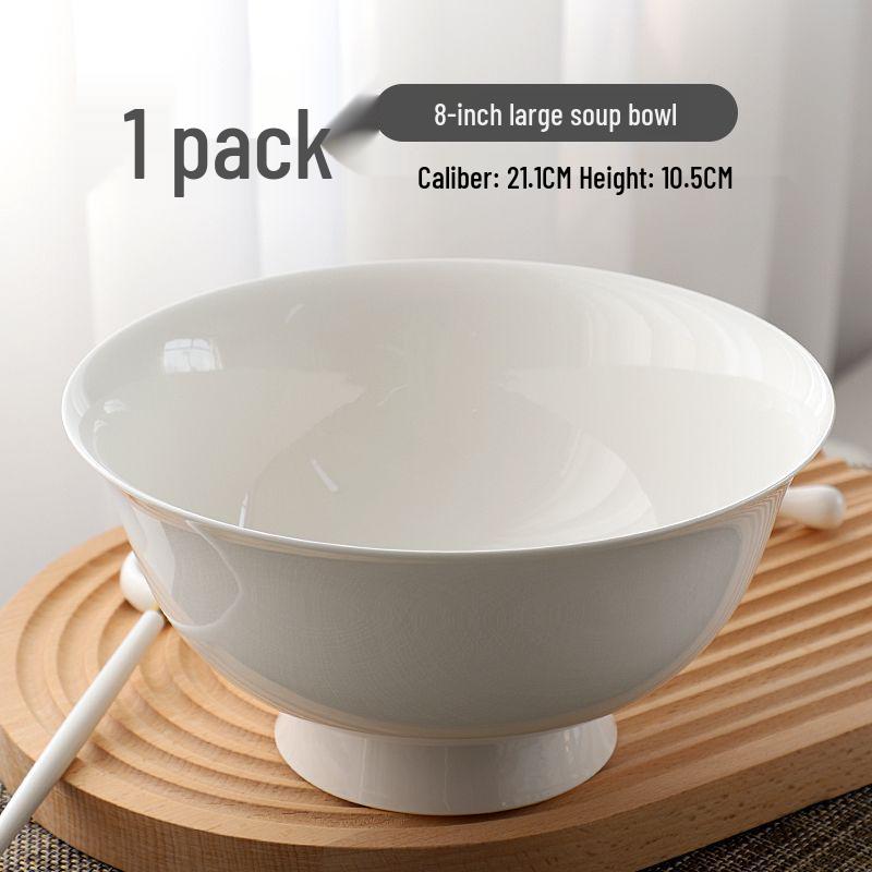 Высокая чаша из костяного фарфора Jingdezhen - Разные размеры, термостойкая, для риса, лапши и супа, керамическая посуда.