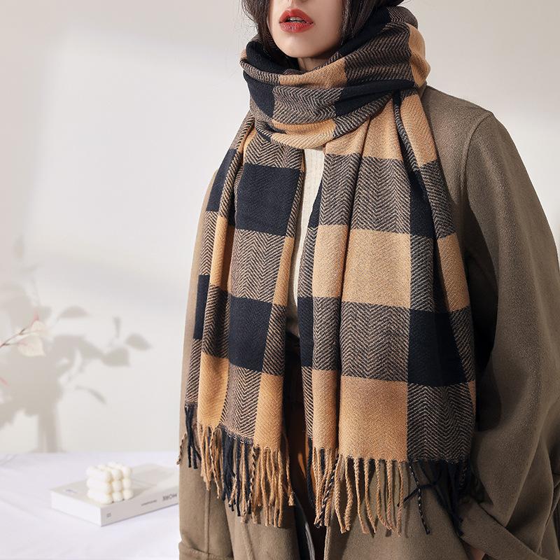 Women's Scarf Plaid Warm Long Shawl Autumn Winter