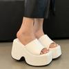 Brand New Summer Chunky Heel Platform Mule Sandals For Women White Black Comfy Women Shoes Casual Slipper Big Size 42