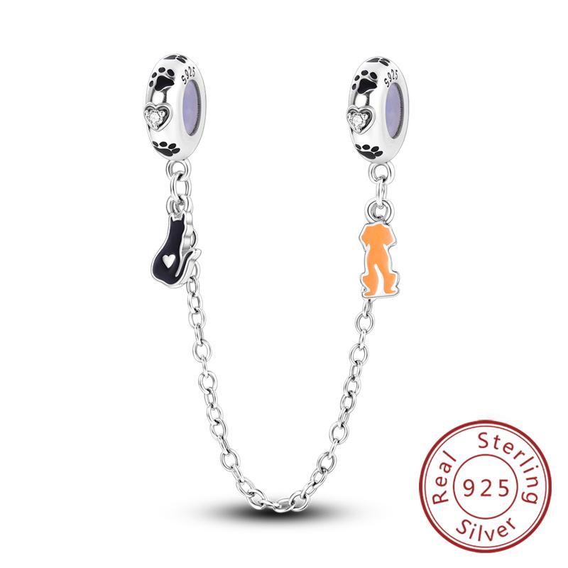 New Original Safety Chain Clasp Clip Charm Bead Copper Heart Bow Star Moon Fit Bracelet Diy Woman Girl Jewelry Gift