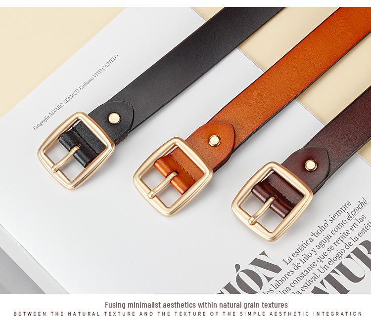 2024 Ретро Корейский Стиль Женский Ремень из Натуральной Коровьей Кожи и Денима