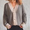 Полосатый вязаный кардиган женский свободный свитер однобортный с пряжкой повседневная куртка с длинными рукавами теплая удобная верхняя одежда для поездок на работу осень и зима