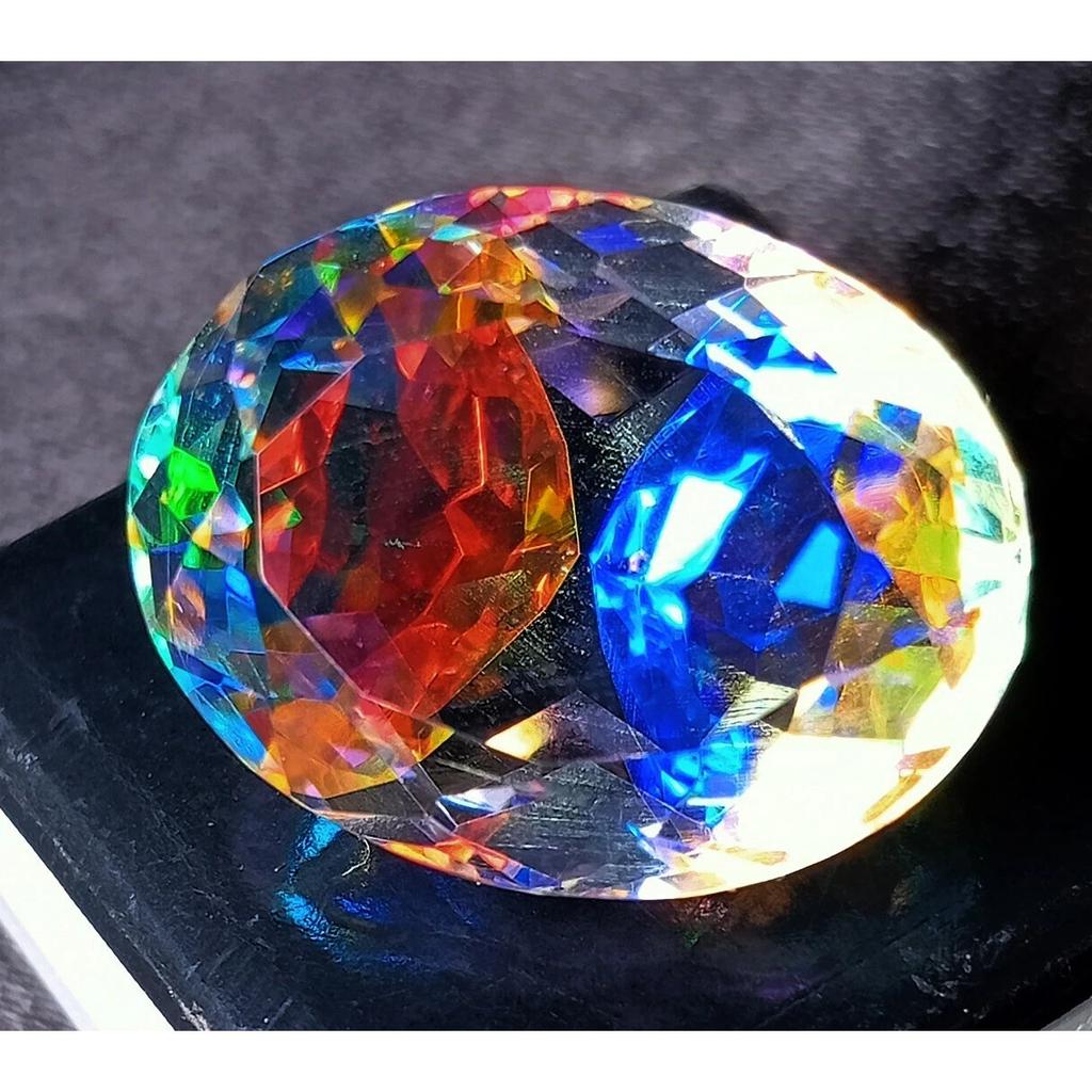Natural Mystic Topaz Rainbow 25-26 Ct Oval Cut Certified Stunning Gemstone