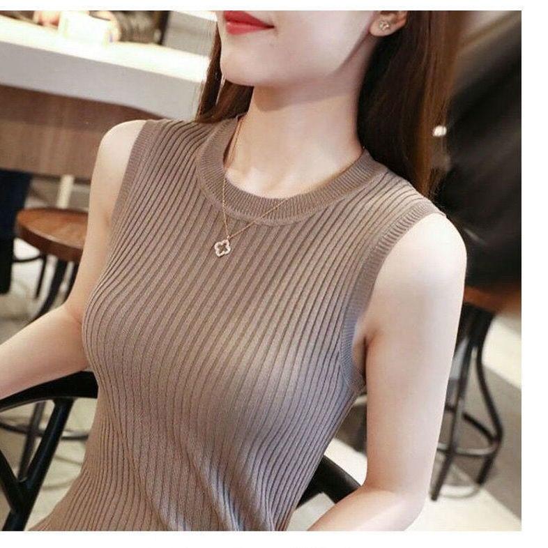 Женский летний топ без рукавов большого размера, белый короткий вязаный топ без рукавов