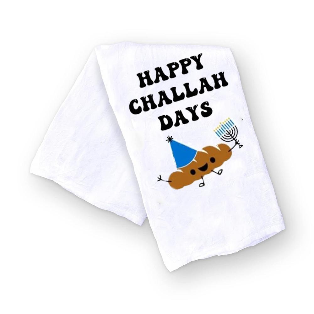 Happy Challah Days Towel Flour Sack Kitchen Towel Je Holiday Kitchen Decor Rosh Hanukkah Shabbat Shalom Housewarming Gift