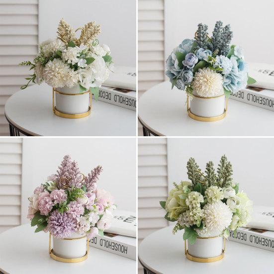 Искусственная роза поддельный цветок бонсай горшечное растение садовая вечеринка реквизит настольный декор