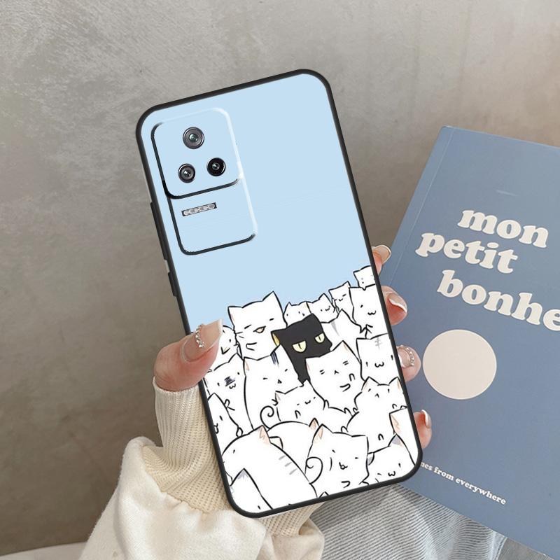 Милый Мультяшный Чехол-Кошка Для Xiaomi 15 14 Ultra 13T 14T 15T Pro 17 Pro Max POCO X7 X3 X5 X6 F5 F6 F7 F8 Pro Обложка