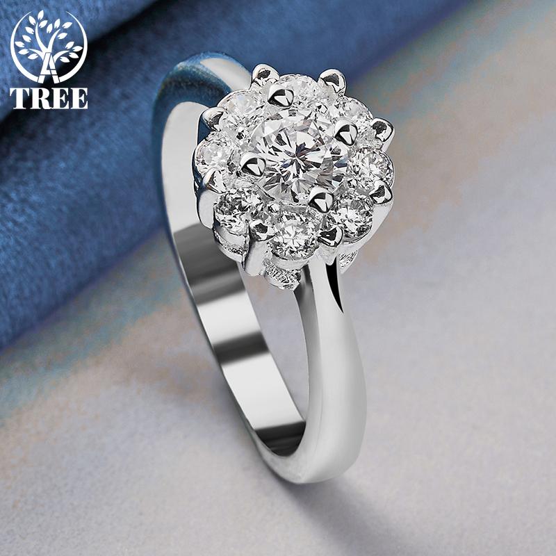 Ювелирные изделия из стерлингового серебра 925 пробы с большим цветком и цирконом AAA