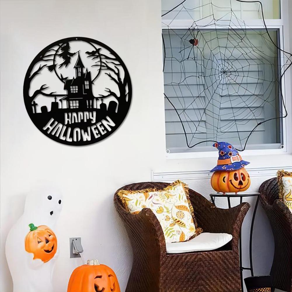 Декор для стен из металла Happy Halloween - Танцы ведьм, Украшения на Хэллоуин, Настенное искусство и Подарок на жуткий сезон