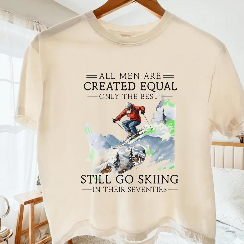 Vintage Ski Humor Shirt for Men Seventies Retro Skier Tee Senior Winter Sports Gif