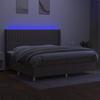 VidaXL Slat Bed Base with Mattress and LED, Upholstered Bed with Headboard, Double Bed, Adult Bedroom Bed, 3139065