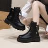 Платформа ботинки мартин женская обувь британские ботинки мартин 2025 зима новые бархатные теплые короткие ботинки большой размер кожаные ботинки