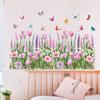Цветы Трава Колибри Бабочка Виниловые Наклейки на Стекло На Стену на Окно для Украшения Дома Съемные Статические Самоклеящиеся Декали