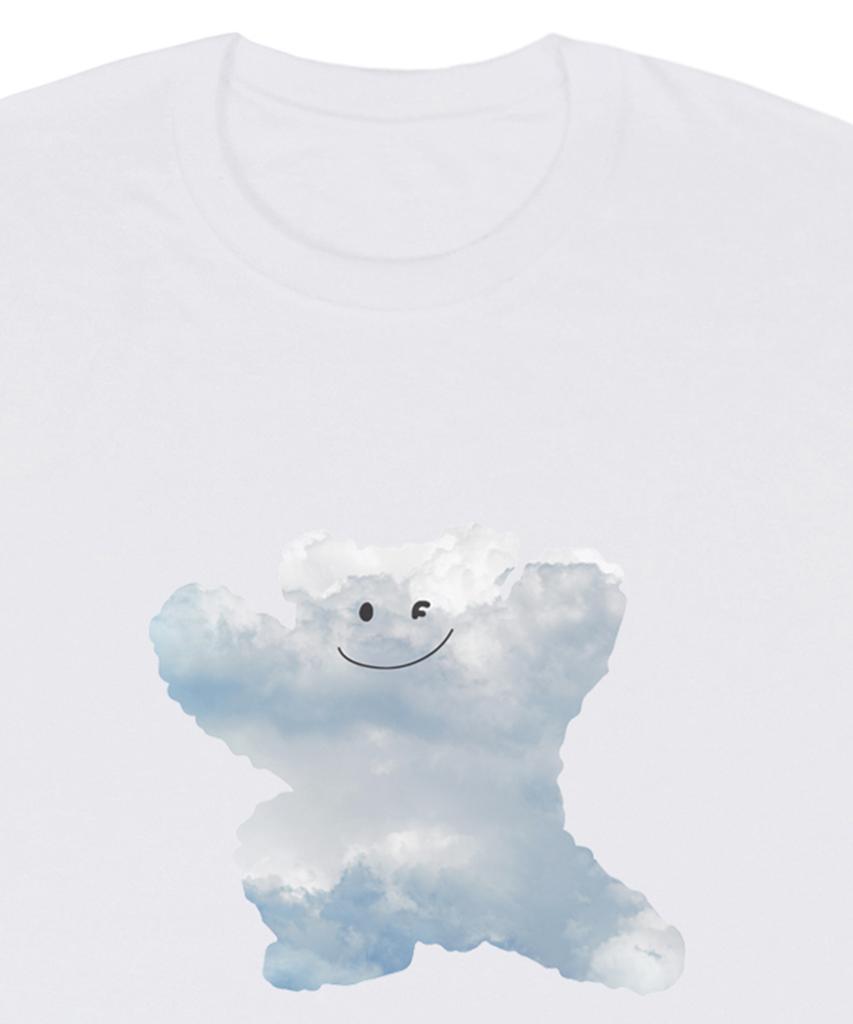 GRAVER [Unisex] Big Cloud Bear Smile Long Sleeve T-Shirt_White