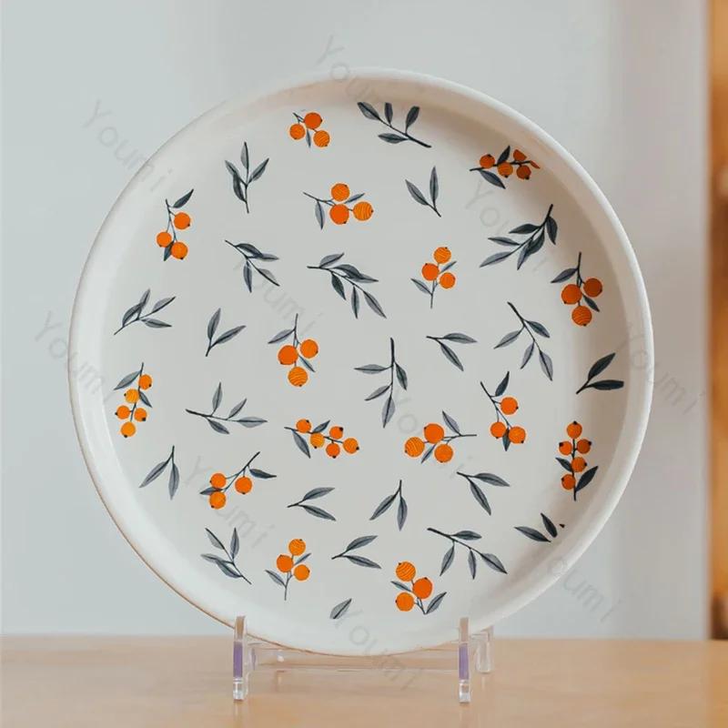 Ретро Маленькие Цветы Керамическая Тарелка Светильник Роскошный Отель Ресторан Стейк Паста Тарелки Изысканные Домашние Вкусные Блюда Супница