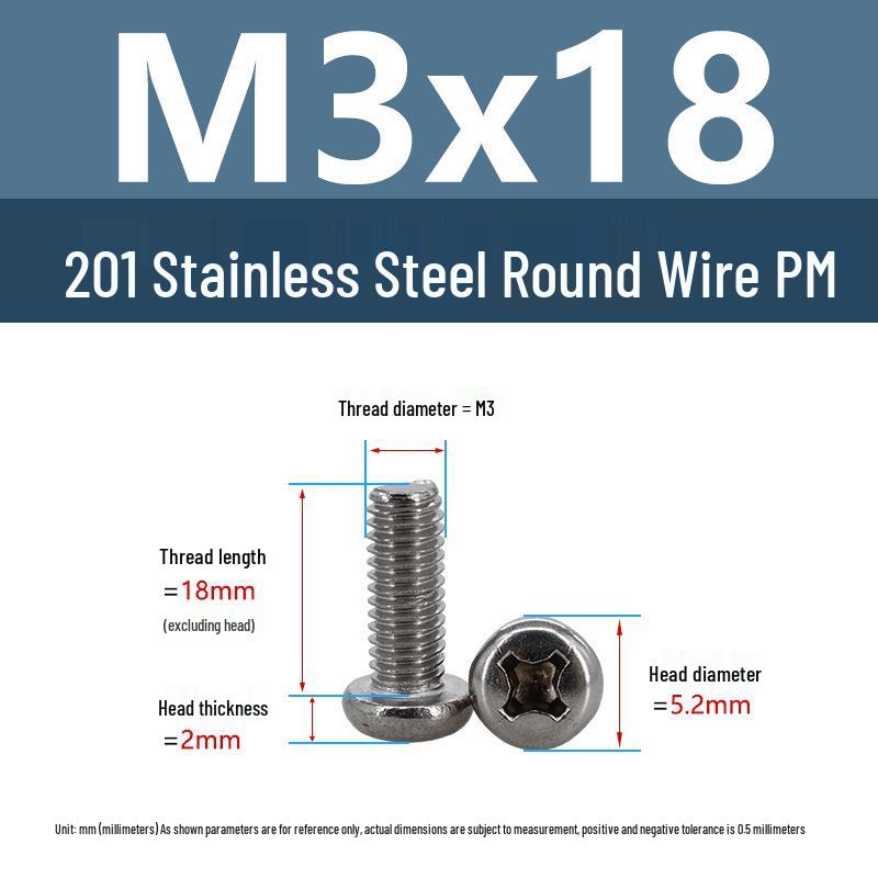 Yigu Yigu Stainless Steel Phillips Round Head Machine Screws M2-M8