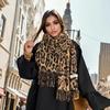 Шарф в стиле ретро с леопардовым принтом, женская классическая шаль с кисточками на осень-зиму 2025 года, горячая, теплая, сексуальная