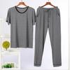 Men's Ice Silk Modal Pajama Set, Short Sleeve & Long Pants, Plus Size, Spring/Summer Casual Home Wear
