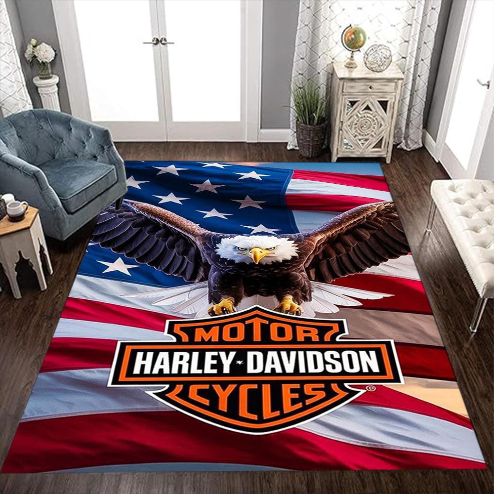 Harleydavidson Area Rug Perfect For Foyer Game Room Dormitory Entryway Antislip Carpet Office Home Decor Perfect Gift For Valentine'S Wedding Birthday