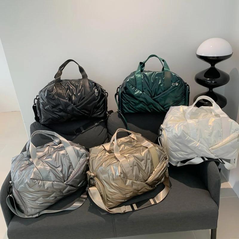 Большая вместительная однотонная дорожная сумка на молнии из плутония, горячая распродажа, высококачественная модная сумка с карманами для женщин