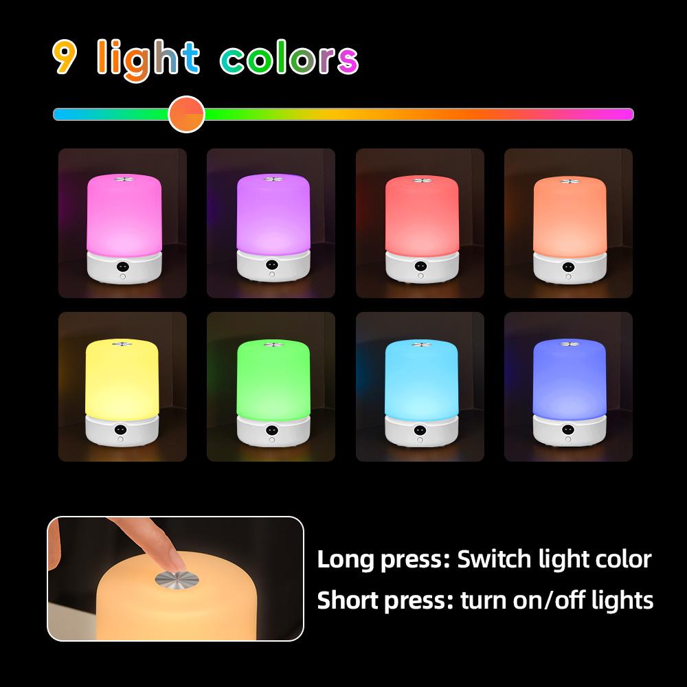 Smart Night Light with Touch Sensor Timer Touch Control Color Changing Led Rechargeable Light for Bedroom Hallway