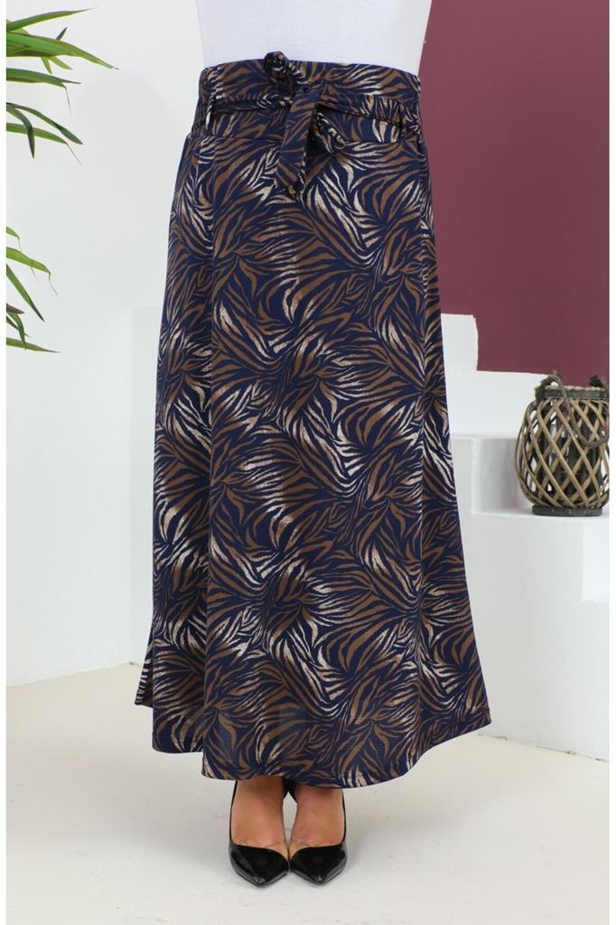 Женская стильная юбка большого размера с рисунком, расклешенная юбка с поясом