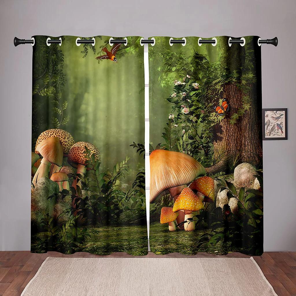Природа Грибной лесМечтательная затемняющая оконная занавеска для спальни, гостиной, ванной комнаты, кухни, двери зала, высокая затененность, новая мода