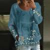 Women's Casual Fashion Loose Round Neck Retro Print Long Sleeve Top