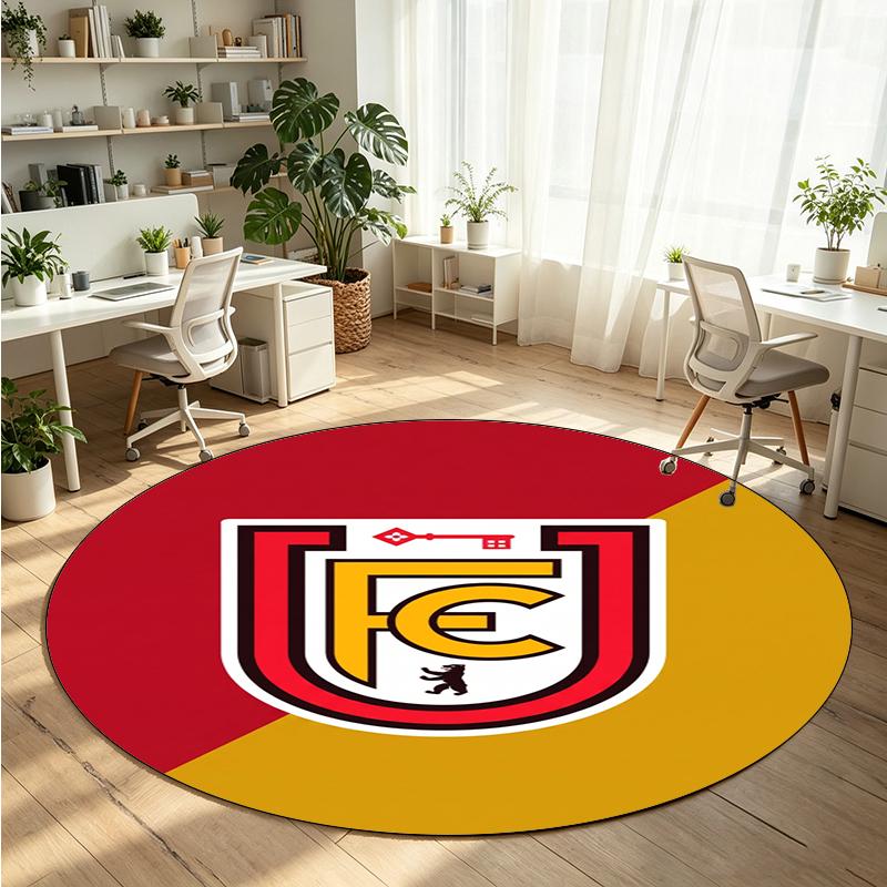 Union Berlin FC Printed Round Crystal Velvet Rug Soft Non Slip Floor Carpet For Bedroom Holiday Gift
