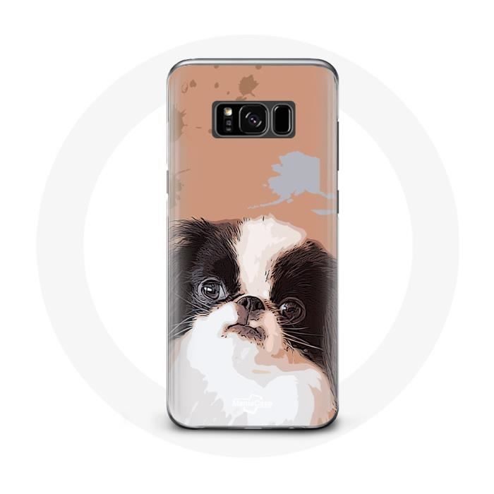 Coque pour Samsung Galaxy S8 Plus Épagneul japonais Noir et Blanc Race de chiens