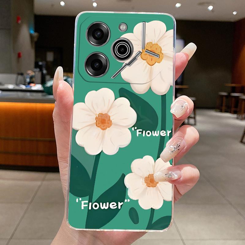 Чехол для телефона Tecno Pova 6 Pro 5G LI9 Чехол Tecno Pova 6 5G LI7 Задняя крышка Роскошный Прозрачный Мягкий ТПУ Чехол с бабочками и цветами