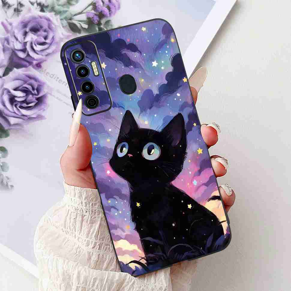 Cute Cat Cover For Tecno Camon 17 Case CG6 CG6j Silicone Soft Protection Shell For Tecno Camon 17 Camon17 Back Cover Casing 6.6"