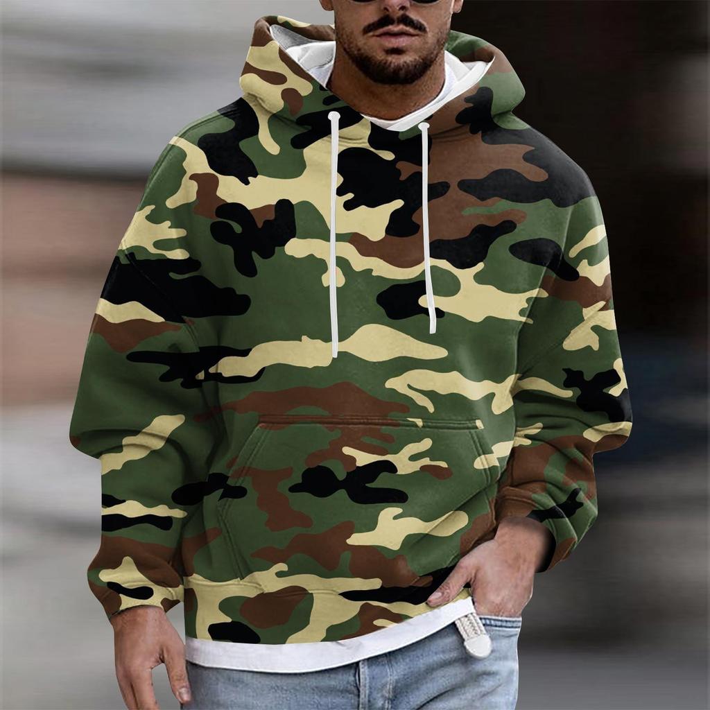 Men's Print Plush Warm Coat Fleece Sweater Casual Coat Pocket Sweater Autumn Winter Coat