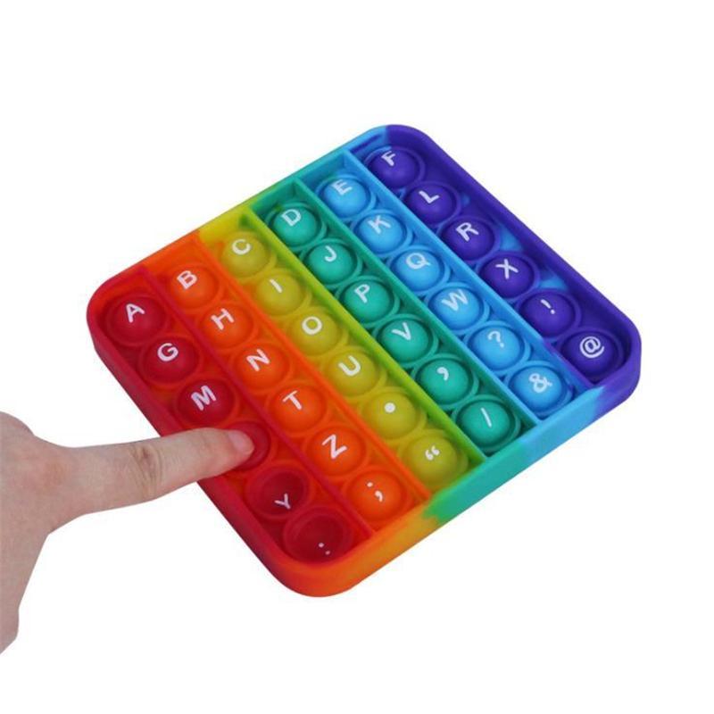 Rainbow Pop Push Bubble Fidget Toys Anti Stress Relief Special Needs Squeeze Toys Decompression Sensory Toy for Kids Adults