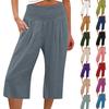 Женские летние брюки 3/4 Летние брюки с карманами Повседневные свободные брюки Тканевые брюки Спортивные брюки для отдыха Пляжные брюки