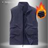 Outdoor Workwear for Spring and Autumn, Double-sided Wear, Thick Vest, Men's Standing Collar, Warm Shoulder, Velvet Vest, Oversized Jacket