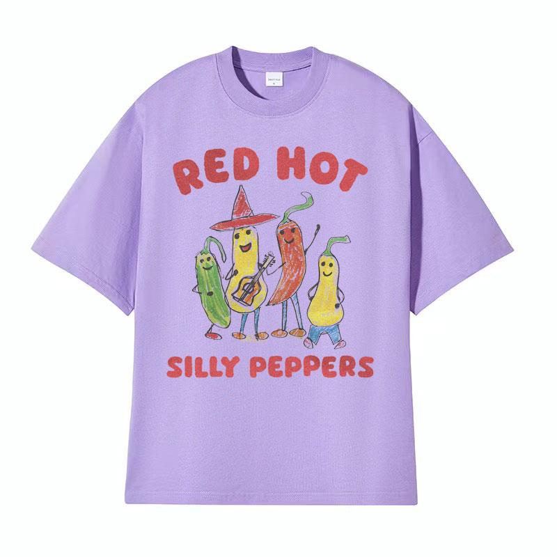 Red Hot Silly Peppers Funny Meme T Shirts Men Women Vintage High Quality Tops Tshirts Male Summer Casual Cozy Oversized Tshirt