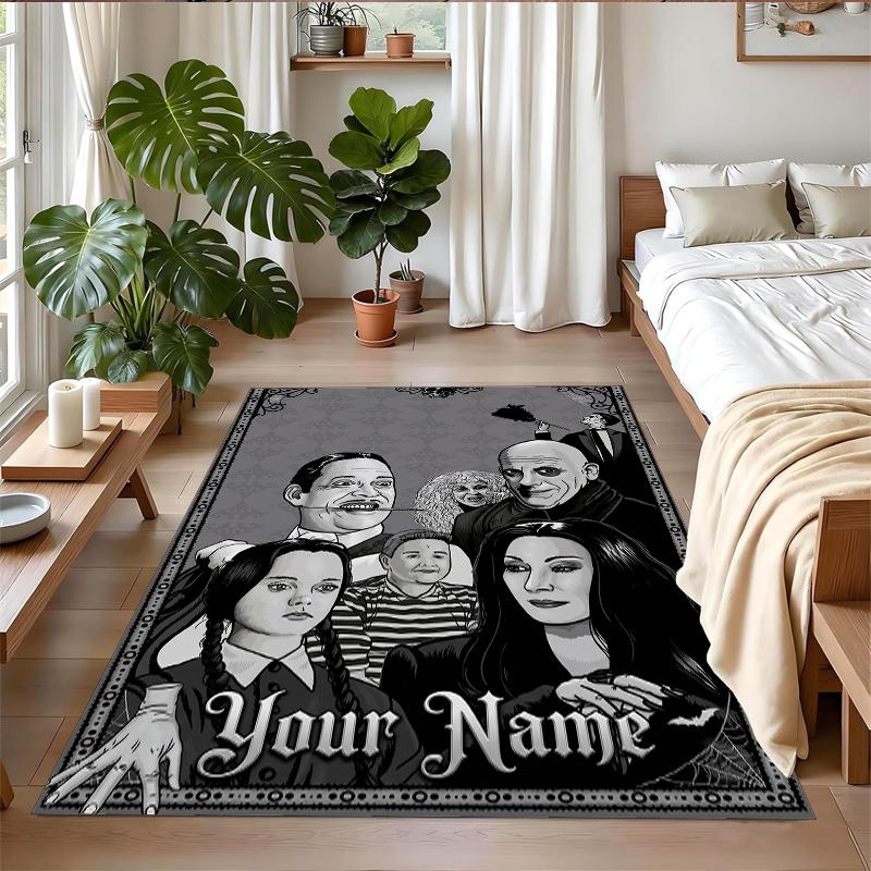 Crystal Velvet Rug Custom Name Text, Soft Non Slip Floor Mat Home DecorThe Addams Family