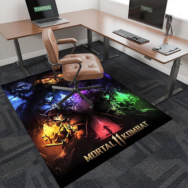 1pc Mortal Kombat Scorpion Sub-Zero Smoke Raiden Office Chair Mat - Anime Cartoon Design, Non-Slip Carpet for Home Decor, Suitable for All Seasons.Y05